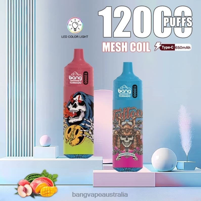 Bang Vape Tornado 12000 puffs with LED & Mesh Coil 6006N4 Disposable - Vape Gang Sydney
