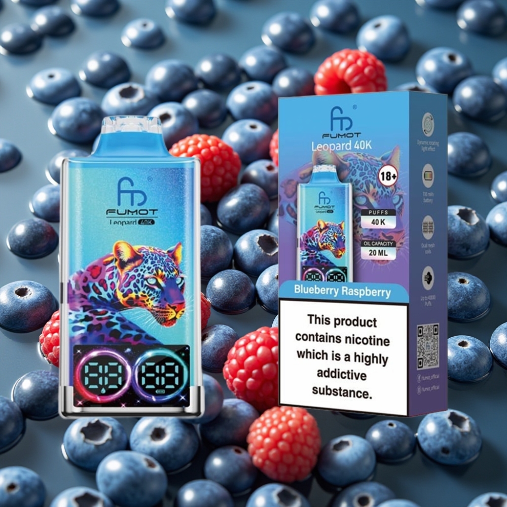Fumot Leopard 40K Puffs Dual Mesh Disposable Vape Blueberry Raspberry 700mAh Type-C