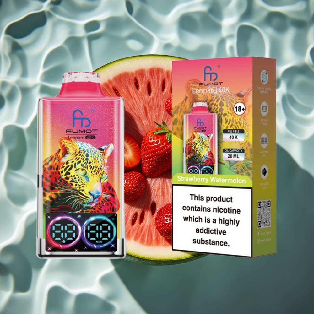 Fumot Leopard 40K Puffs Dual Mesh Disposable Vape – Strawberry Watermelon, 700mAh, Type-C