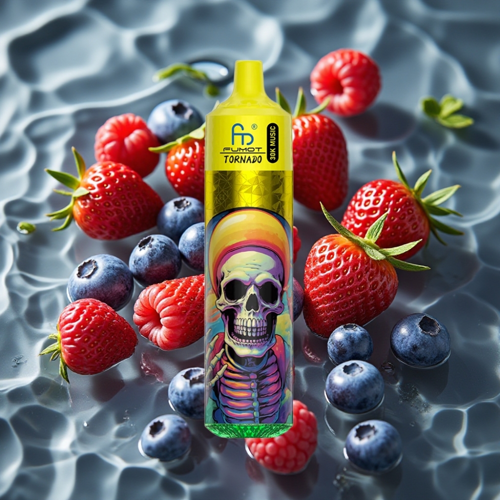Fumot RandM Tornado 30000 Puffs Strawberry Blueberry Raspberry 30mL 5% Mesh LED Disposable Vape