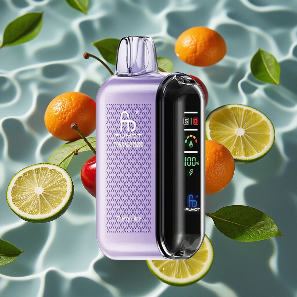 Fumot Tornado 20000 Puffs Cherry Lime Disposable Vape with Dual Mesh Coil & Smart Display