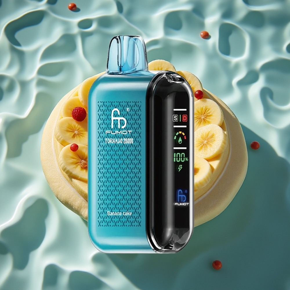 Fumot Tornado 20000 Puffs Disposable Vape Banana Cake - Dual Mesh Coil, 20ml E-liquid, 850mAh Battery, Airflow Control