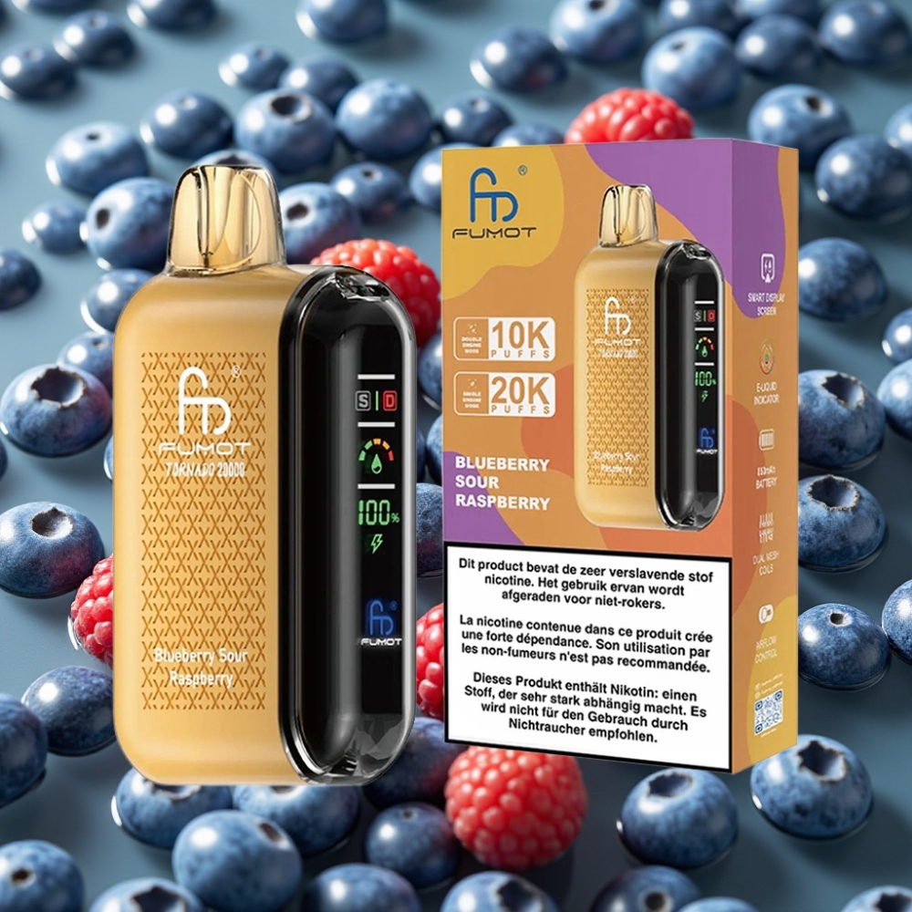 Fumot Tornado 20000 Puffs Disposable Vape - Blueberry Sour Raspberry, 20ml, 850mAh, Dual Mesh Coil
