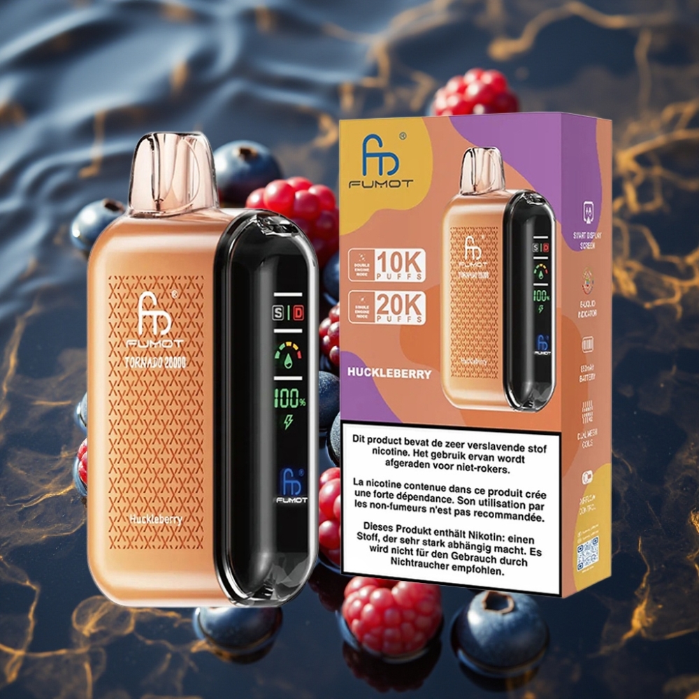 Fumot Tornado 20000 Puffs Disposable Vape Huckleberry – Dual Mesh Coil, 20ml E-liquid, Rechargeable