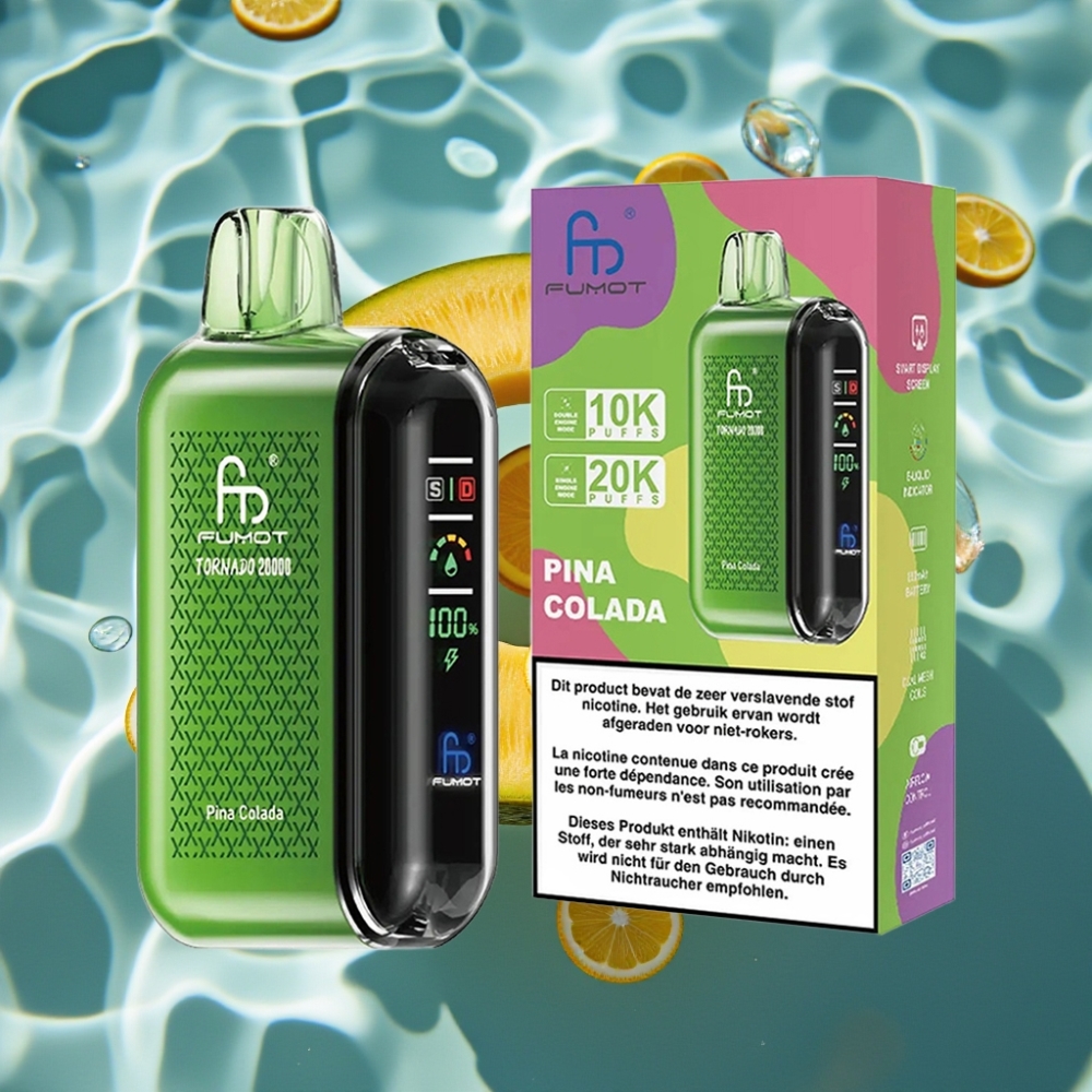 Fumot Tornado 20000 Puffs Disposable Vape Pina Colada with Dual Mesh Coil & Smart Display