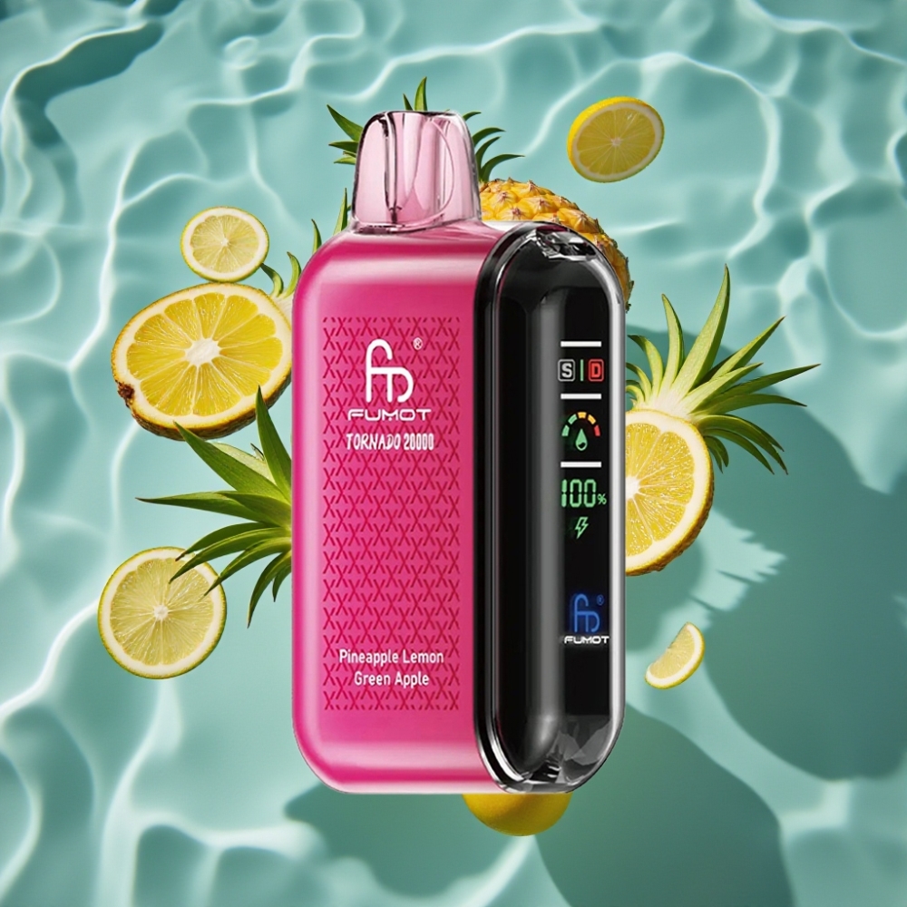 Fumot Tornado 20000 Puffs Disposable Vape Pineapple Lemon Green Apple with Dual Mesh Coil & Smart Display