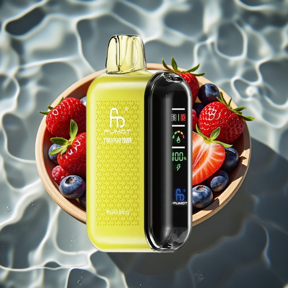 Fumot Tornado 20000 Puffs Disposable Vape with Dual Mesh Coil, 20ml E-liquid, 850mAh Battery, Mixed Berry