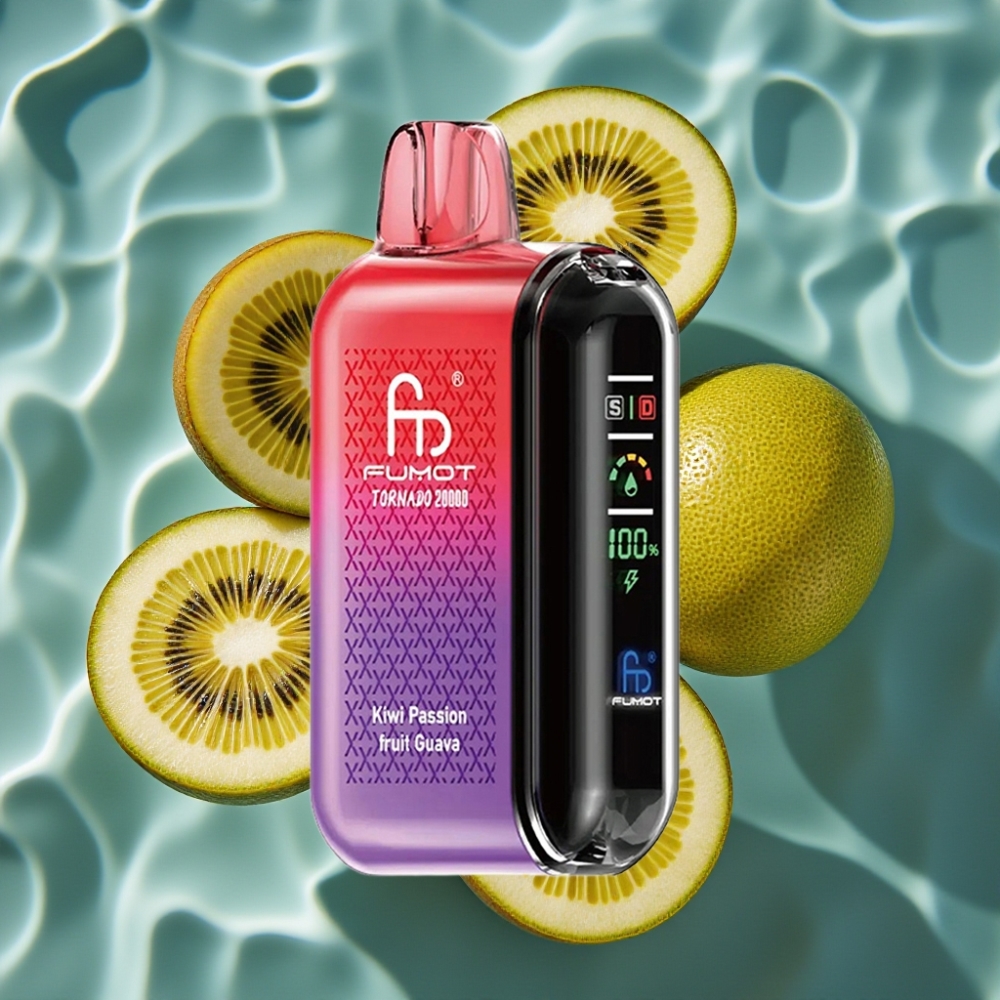 Fumot Tornado 20000 Puffs Disposable Vape with Dual Mesh Coil & Smart Display - Kiwi Passion Fruit Guava