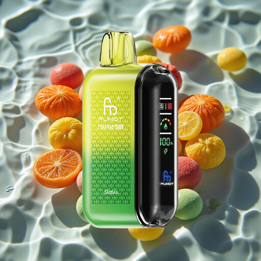 Fumot Tornado 20000 Puffs Skittles Disposable Vape with Dual Mesh Coil & Smart Display