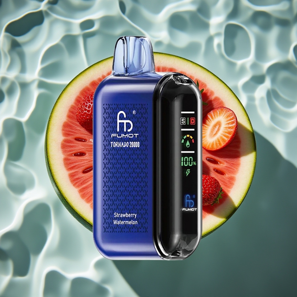 Fumot Tornado 20000 Puffs Strawberry Watermelon Disposable Vape with Dual Mesh Coil & Smart Display
