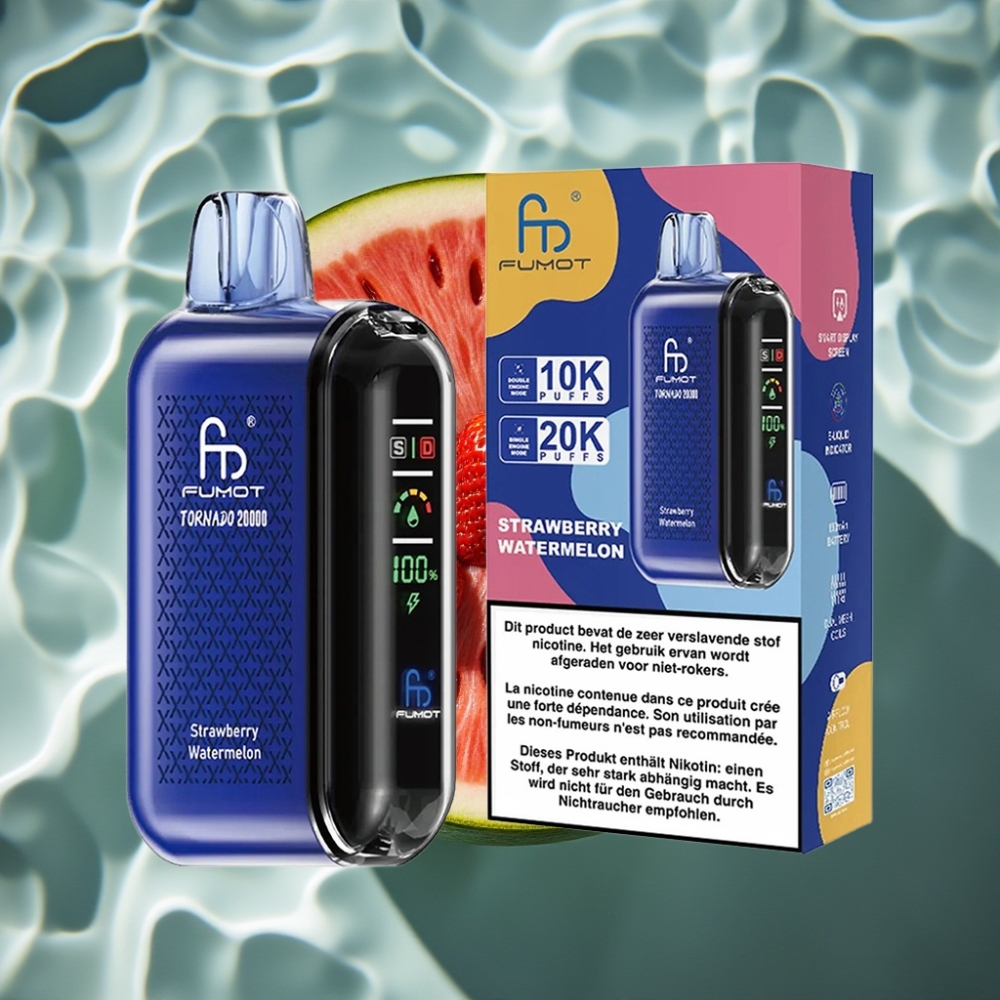 Fumot Tornado 20000 Puffs Strawberry Watermelon Disposable Vape with Dual Mesh Coil & Smart Display