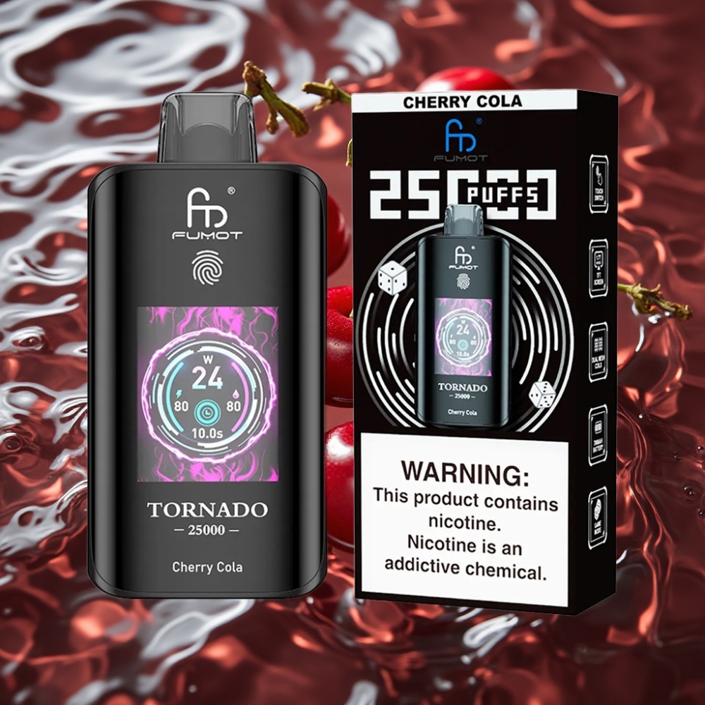 Fumot Tornado 25000 Puffs Cherry Cola Disposable Vape with HD Screen & 700mAh Battery