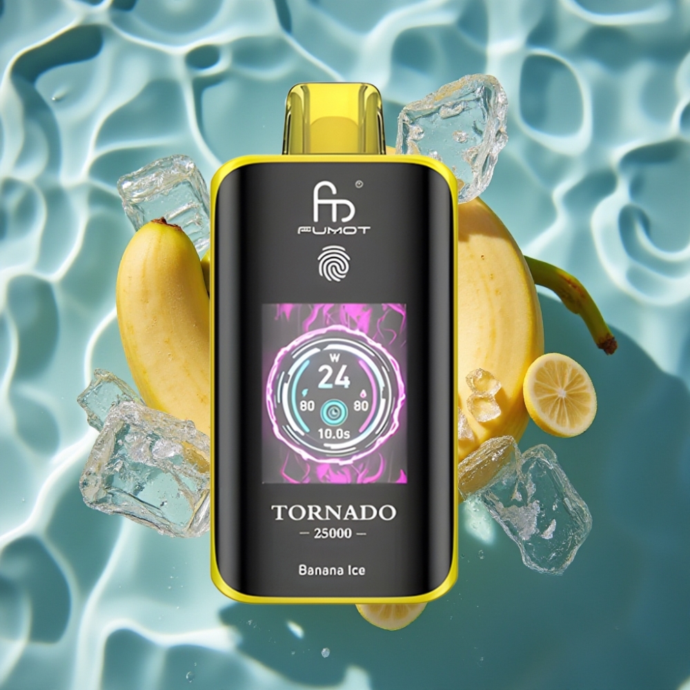 Fumot Tornado 25000 Puffs Disposable Vape Banana Ice with HD Screen & Type-C Charging