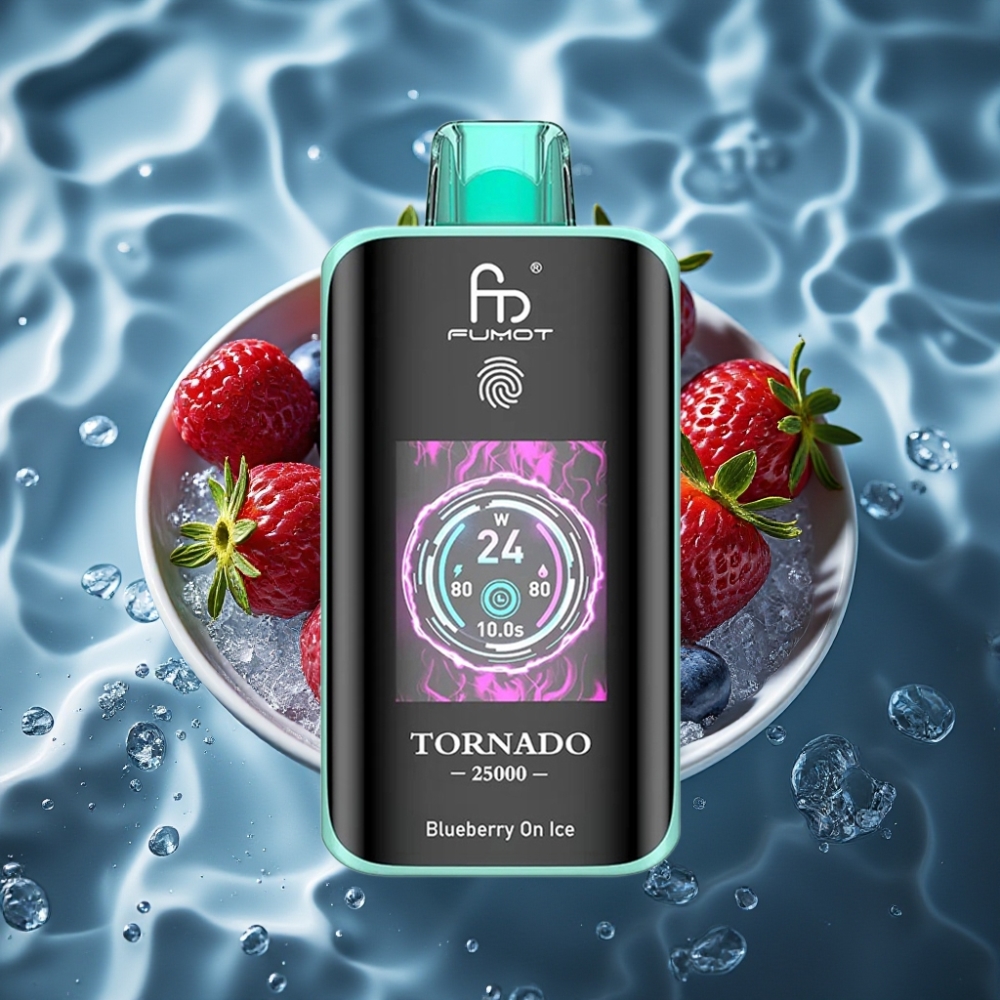 Fumot Tornado 25000 Puffs Disposable Vape Blueberry On Ice with HD Screen & 700mAh Battery