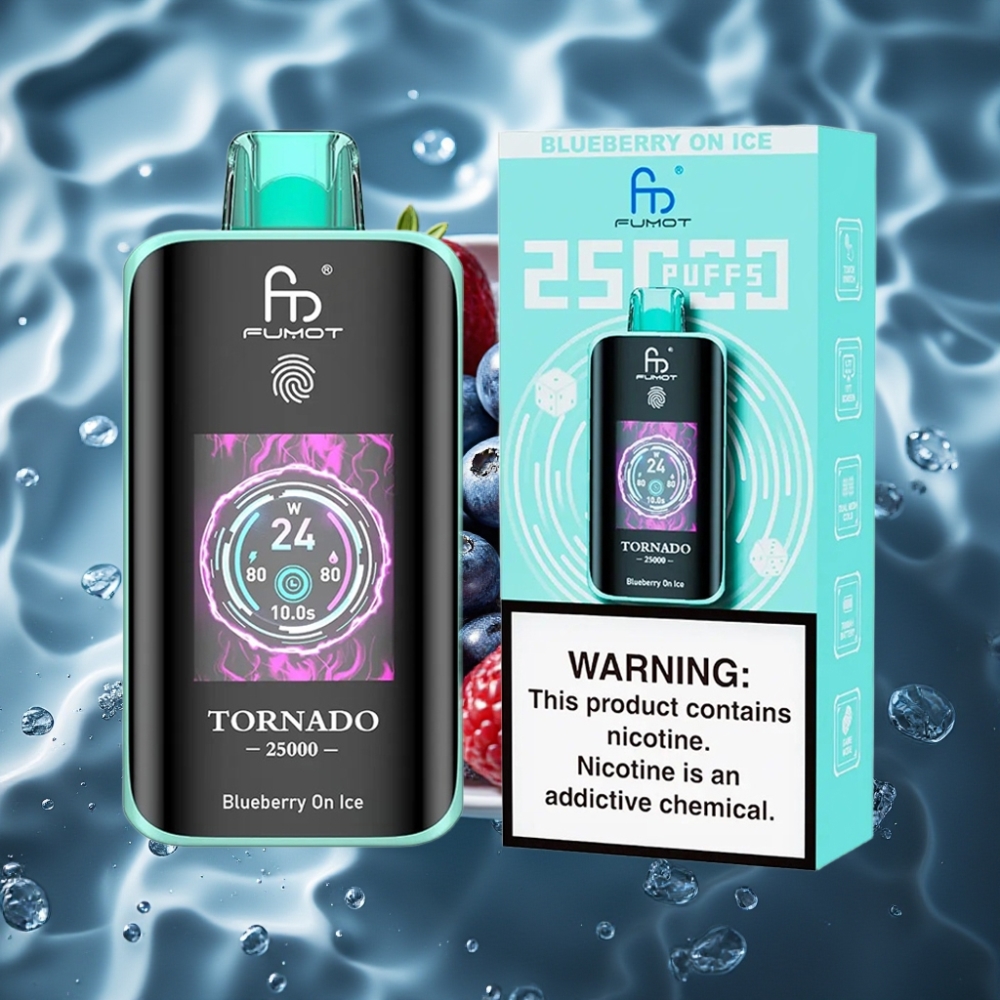 Fumot Tornado 25000 Puffs Disposable Vape Blueberry On Ice with HD Screen & 700mAh Battery