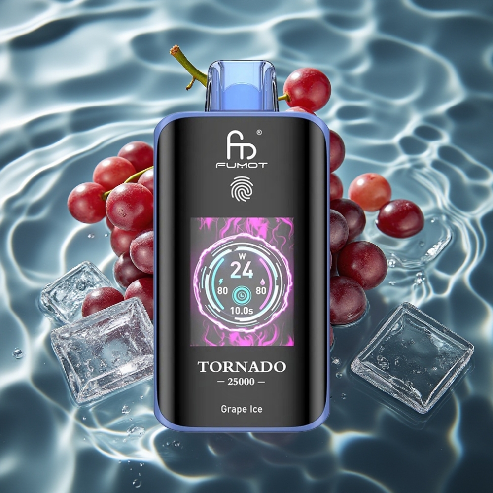 Fumot Tornado 25000 Puffs Disposable Vape Grape Ice with HD Screen & 700mAh Battery