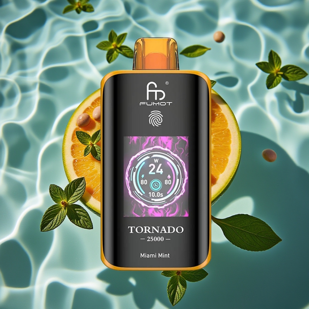 Fumot Tornado 25000 Puffs Disposable Vape with HD Screen & Type-C Charging Miami Mint