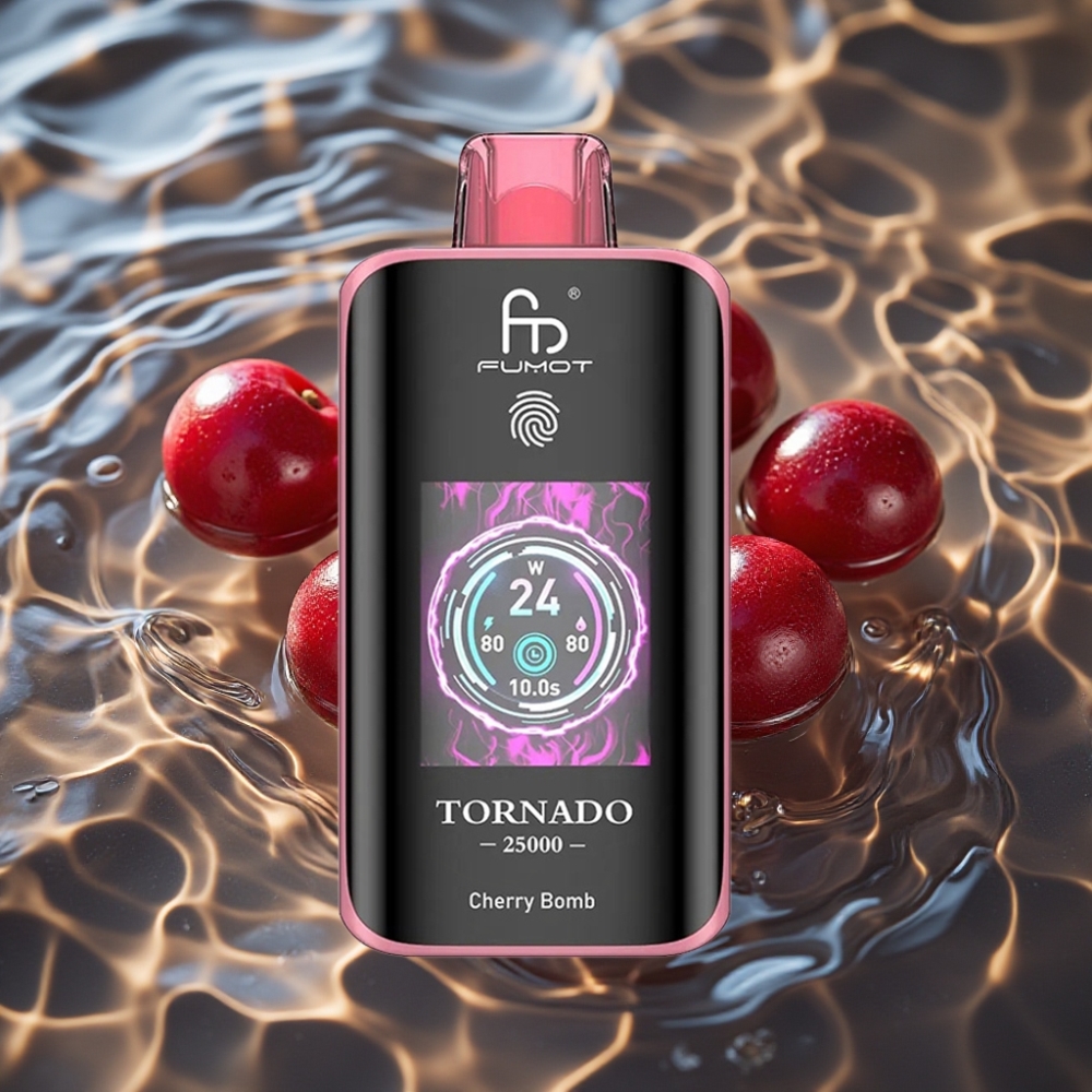 Fumot Tornado 25000 Puffs HD Screen Rechargeable Disposable Vape Cherry Bomb Type-C