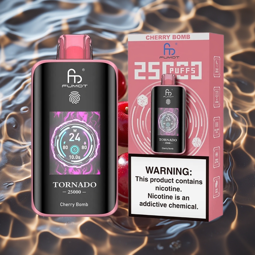 Fumot Tornado 25000 Puffs HD Screen Rechargeable Disposable Vape Cherry Bomb Type-C