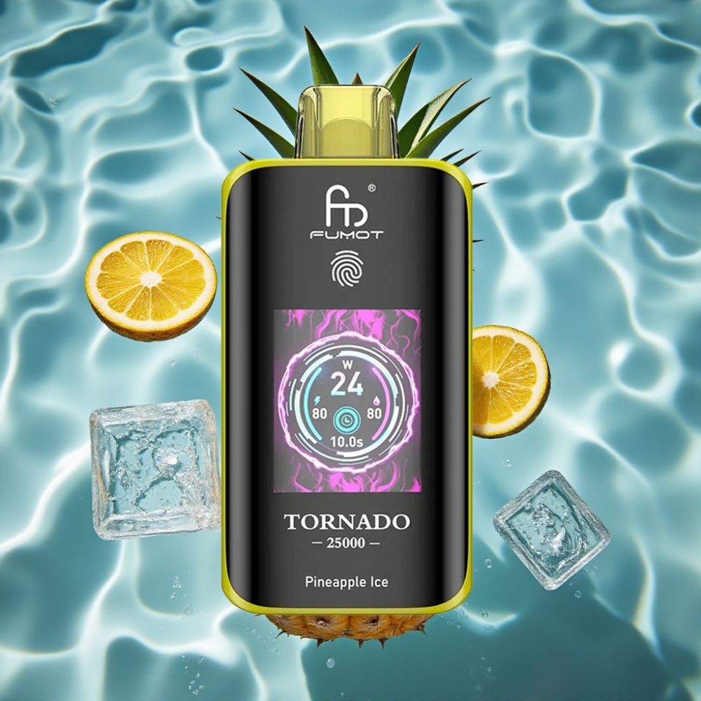 Fumot Tornado 25000 Puffs Pineapple Ice Disposable Vape with HD Screen & Type-C Charging