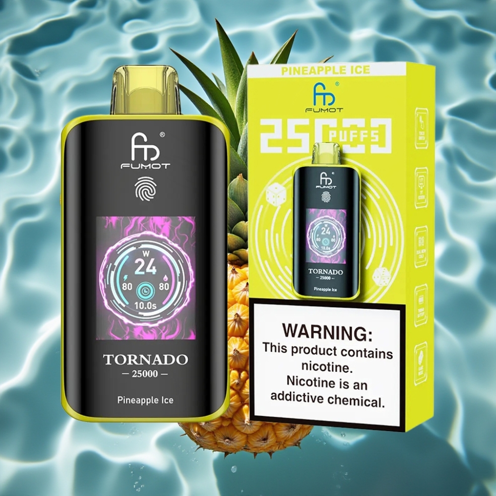 Fumot Tornado 25000 Puffs Pineapple Ice Disposable Vape with HD Screen & Type-C Charging