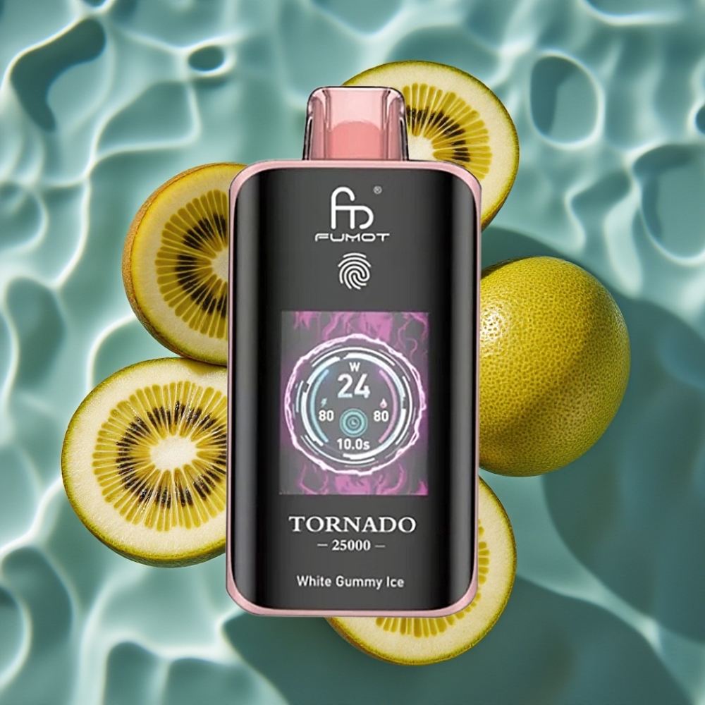 Fumot Tornado 25000 Puffs Rechargeable Disposable Vape with HD Screen & Type-C – Kiwi Passion Fruit Guava