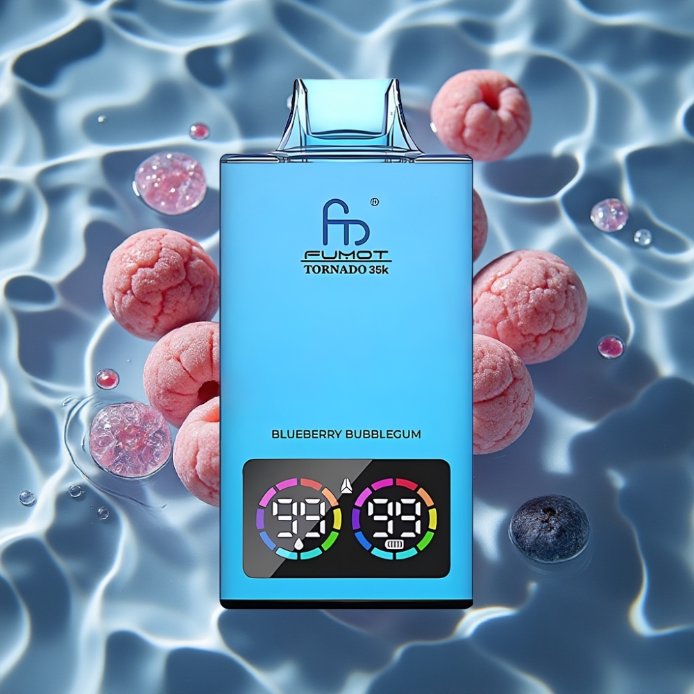 Fumot Tornado 35K Disposable Vape Blueberry Bubblegum - 15ml E-juice, 700mAh Battery, Dual Mesh Coil, USB-C Fast Charging