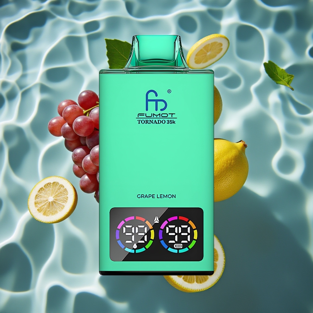 Fumot Tornado 35K Disposable Vape – Grape Lemon, 35000 Puffs, Dual Mesh Coil, 15ml E-juice, USB-C