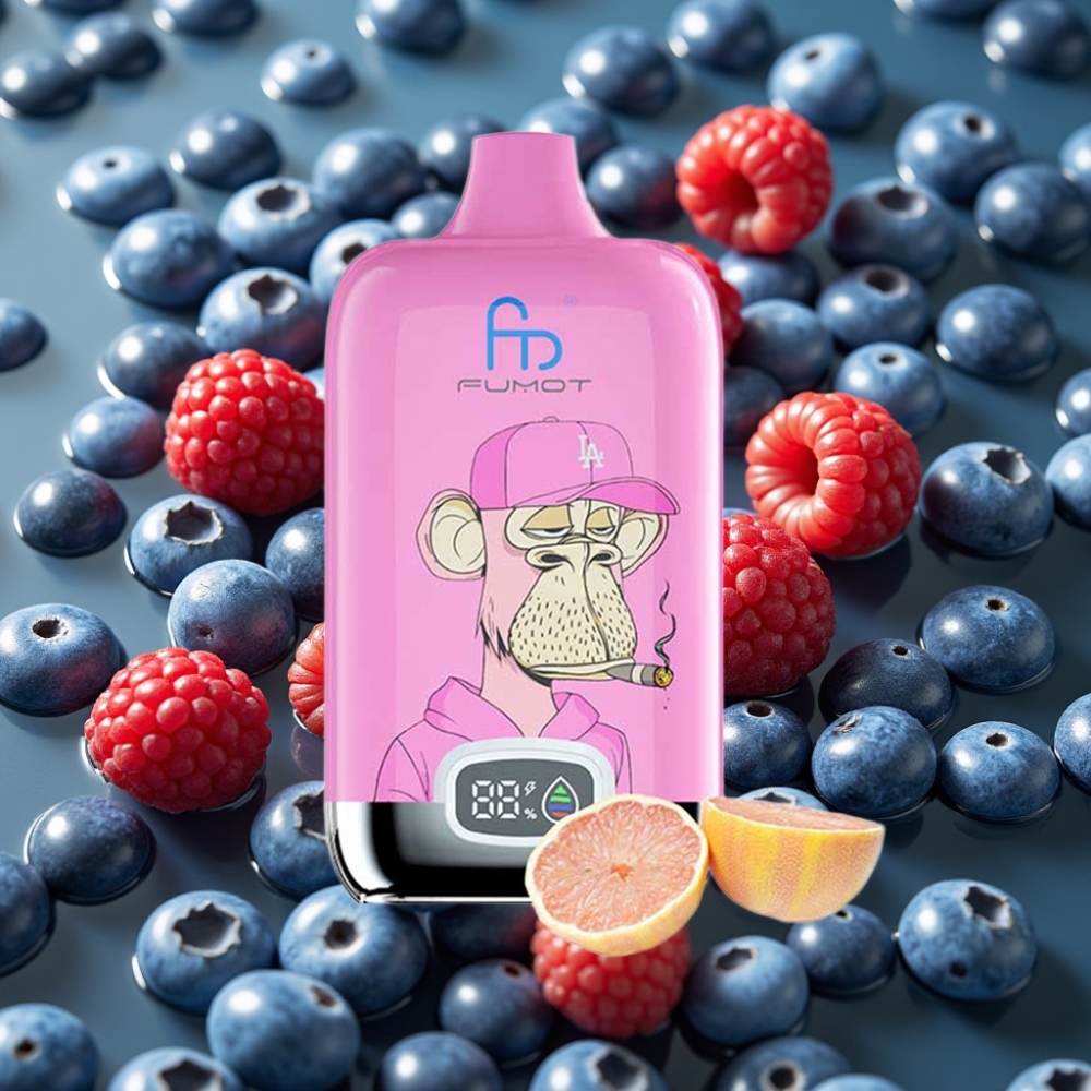 Fumot Tornado Digital Box 12000 Puffs Disposable Vape Blueberry Raspberry 20ml Mesh Coil Type-C
