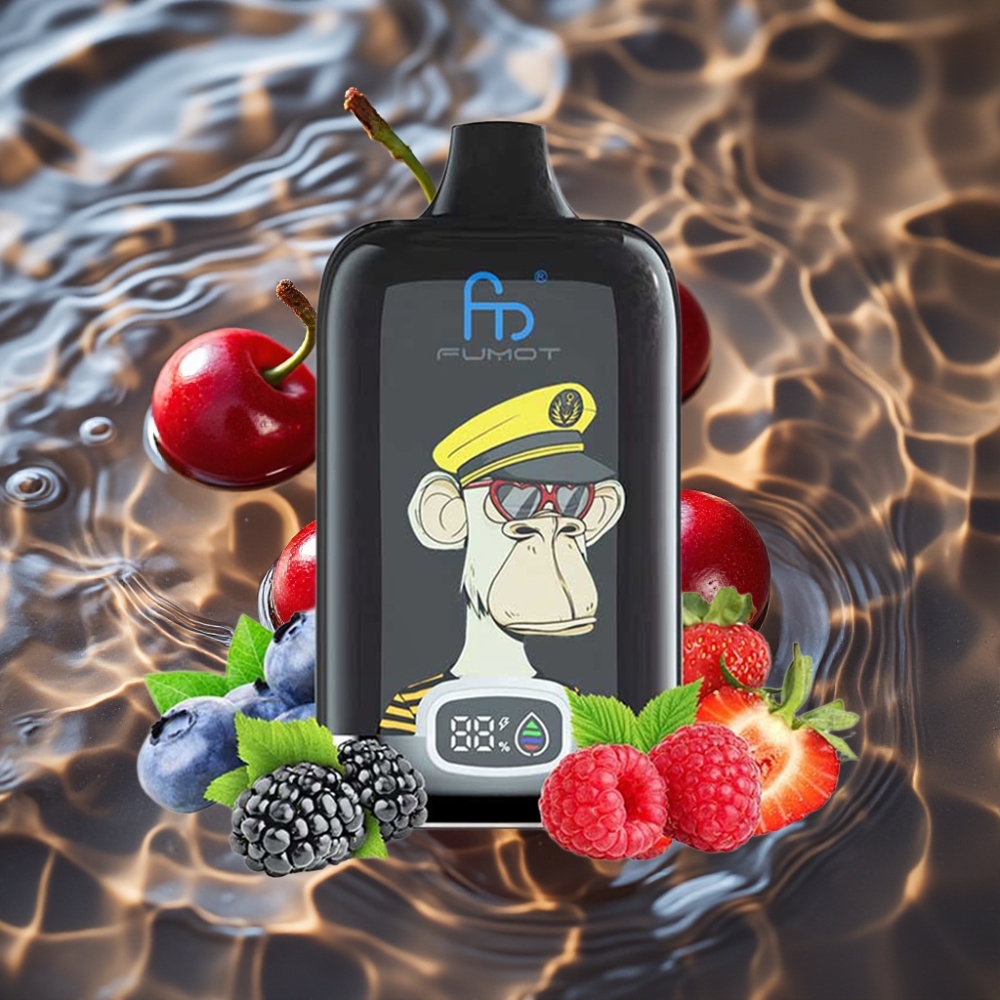 Fumot Tornado Digital Box 12000 Puffs Disposable Vape Cherry with Mesh Coil & Type-C Charging