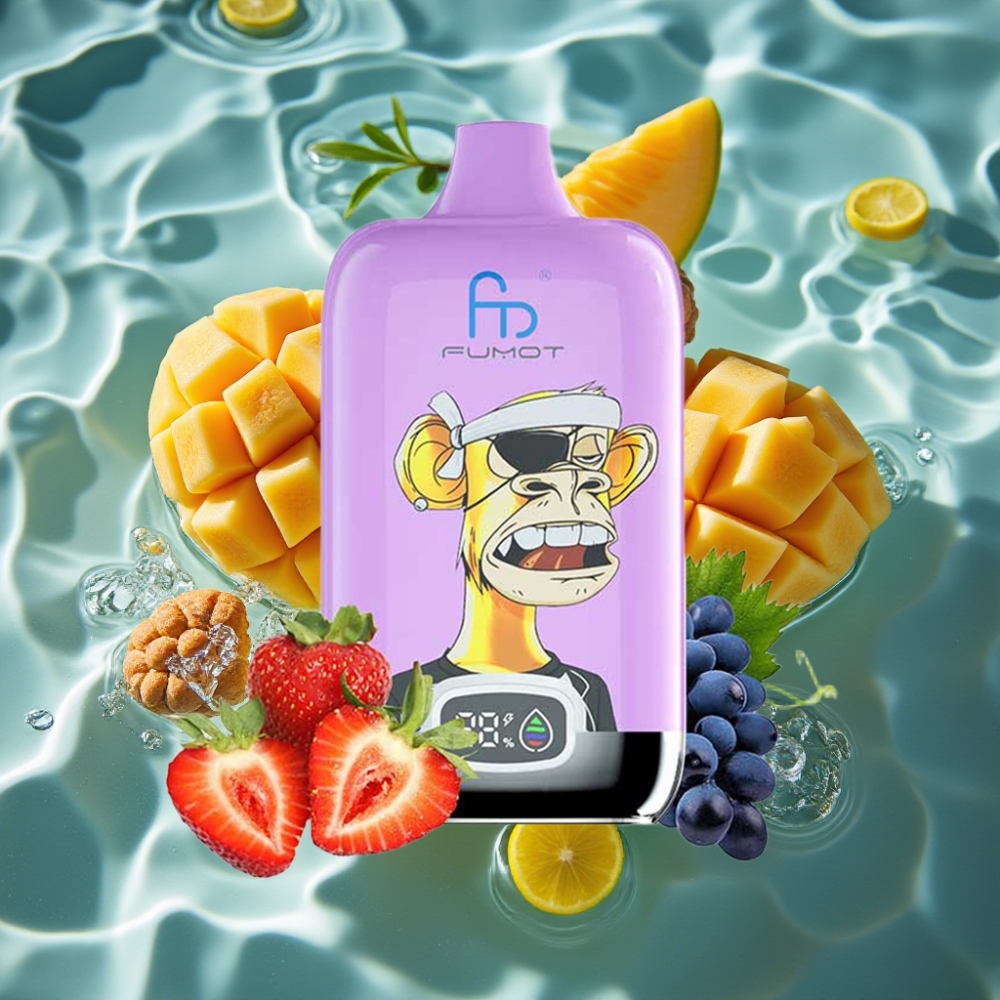 Fumot Tornado Digital Box 12000 Puffs Disposable Vape Mango On Ice - 20ml E-Liquid, 550mAh Rechargeable, Type-C Charging