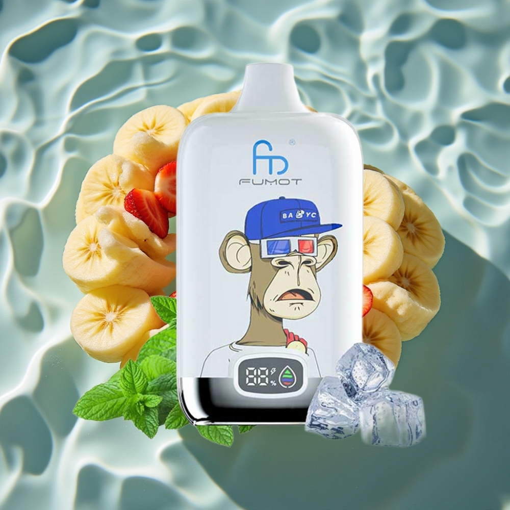 Fumot Tornado Digital Box 12000 Puffs Disposable Vape Strawberry Banana - 20ml E-Liquid, 550mAh, Mesh Coil, MTL Draw