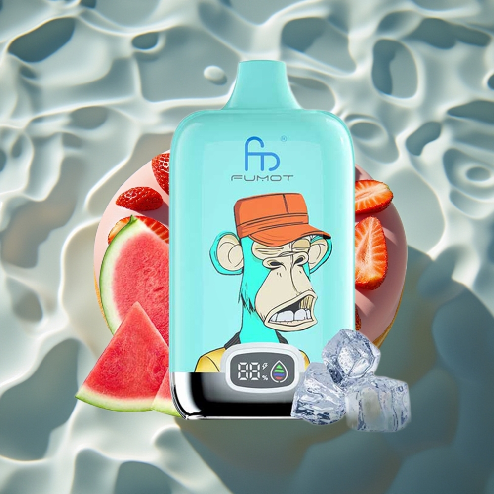Fumot Tornado Digital Box 12000 Puffs Strawberry Donut Disposable Vape with Mesh Coil & Type-C Charging