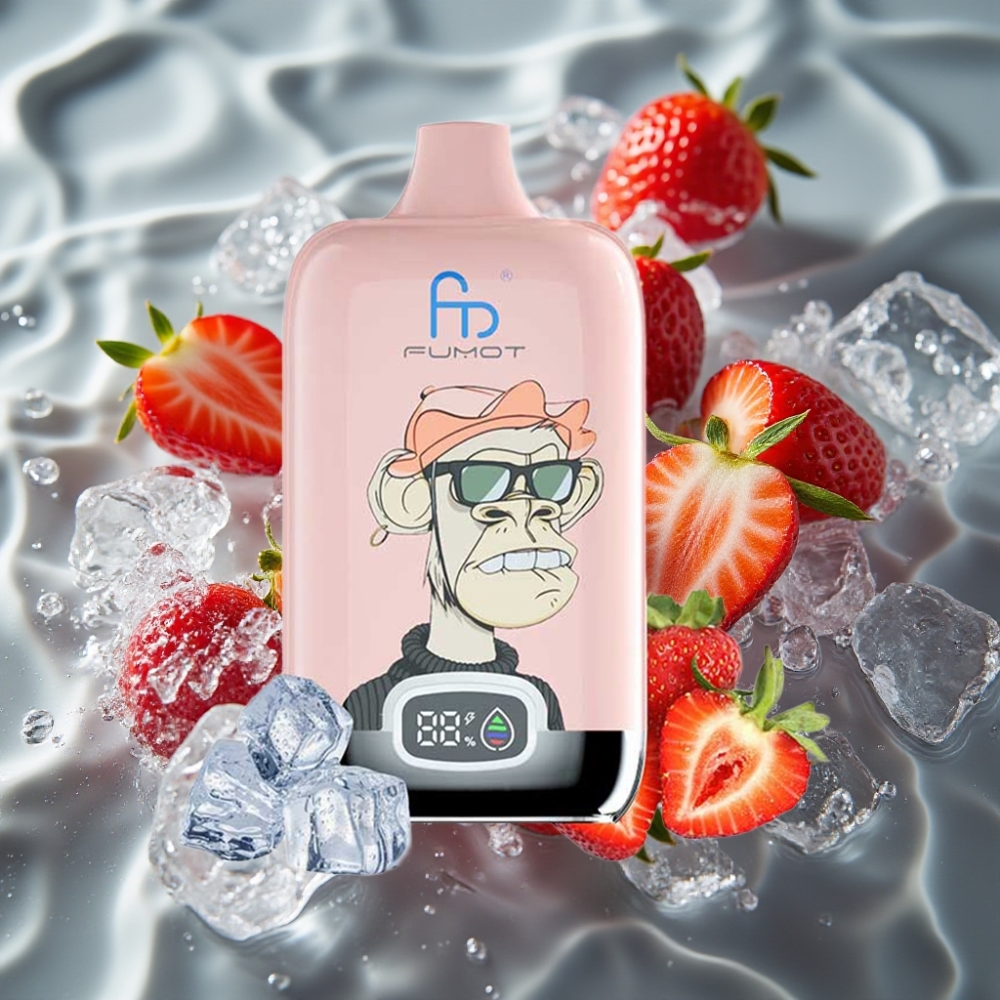 Fumot Tornado Digital Box 12000 Puffs Strawberry Ice Disposable Vape with 20ml E-Liquid & Mesh Coil
