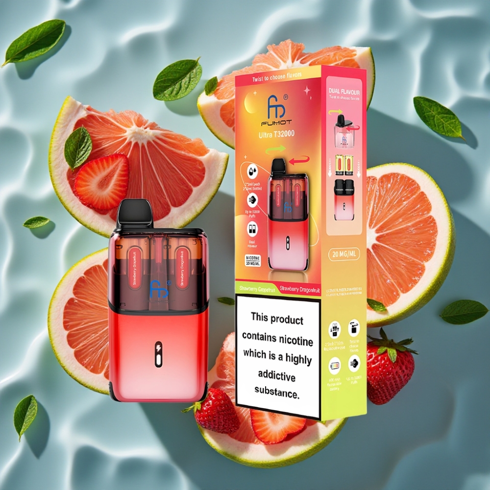 Fumot Ultra T32000 Disposable Vape 24ml 20mg Strawberry Grapefruit Dragonfruit Mesh Coil
