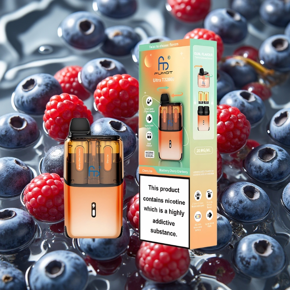 Fumot Ultra T32000 Disposable Vape 24ml 32000 Puffs Cherry Ice Blueberry Cherry Cranberry