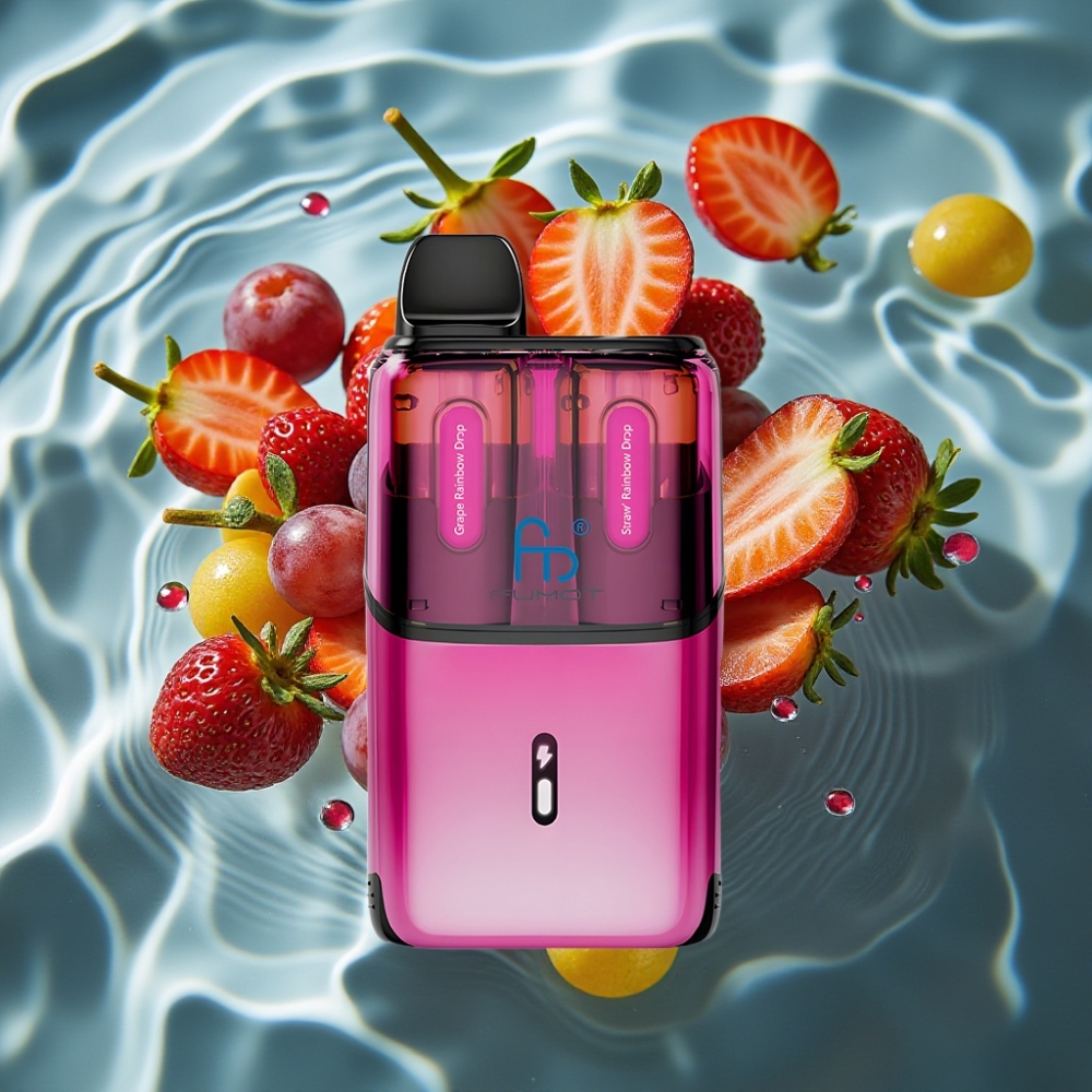 Fumot Ultra T32000 Disposable Vape 24ml 800mAh Type-C Grape Rainbow Drops - Straw Rainbow Drops