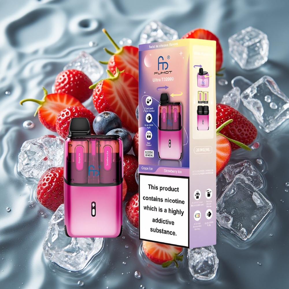 Fumot Ultra T32000 Disposable Vape 32000 Puffs 24ml Grape Ice - Strawberry Ice 20mg