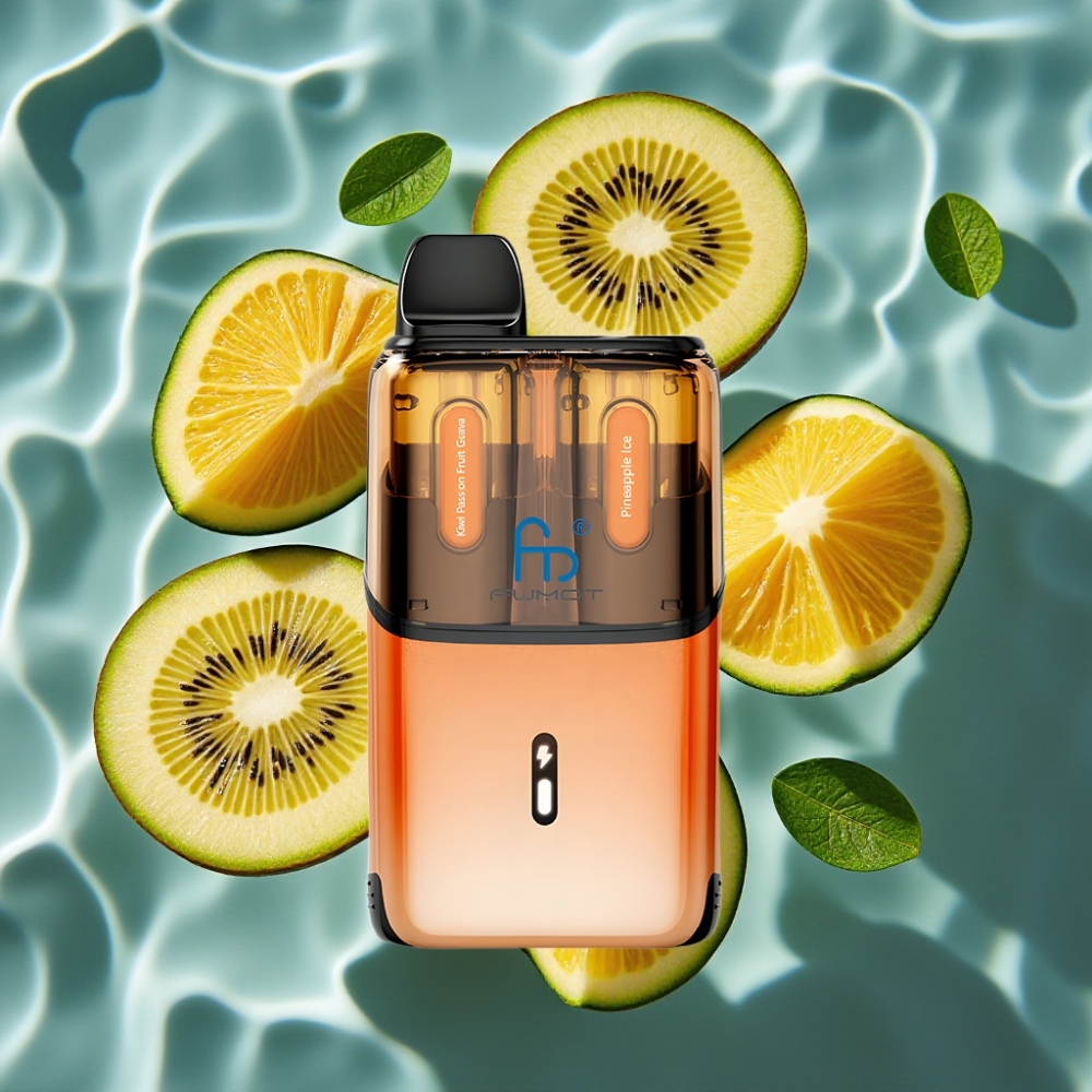 Fumot Ultra T32000 Disposable Vape 32000 Puffs Kiwi Passion Fruit Guava Pineapple Ice 24mL 800mAh Type-C Mesh Coil