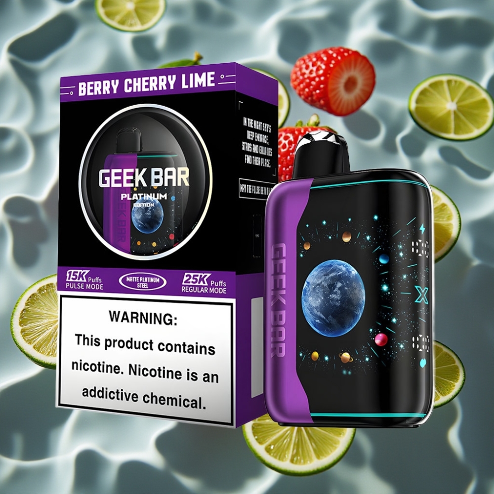 GEEK BAR Platinum Edition 25000 Puffs Disposable Vape – Berry Cherry Lime, Dual Mesh Coil, 20mL E-Liquid, 2% Nicotine