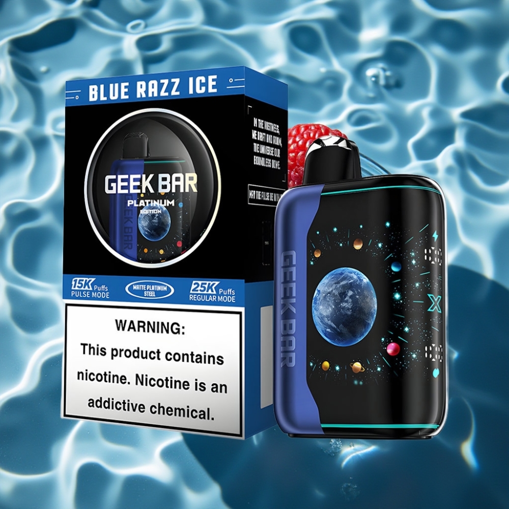 GEEK BAR Platinum Edition 25000 Puffs Disposable Vape Blue Razz Ice with Dual Mesh Coil & USB-C Charging