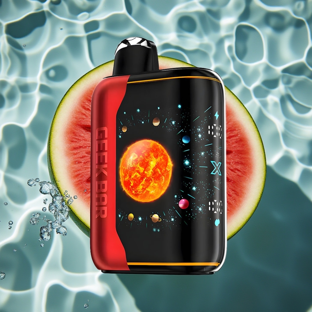 GEEK BAR Platinum Edition 25000 Puffs Disposable Vape - Watermelon Ice, Dual Mesh Coil, USB-C Charging, Matte Platinum Steel