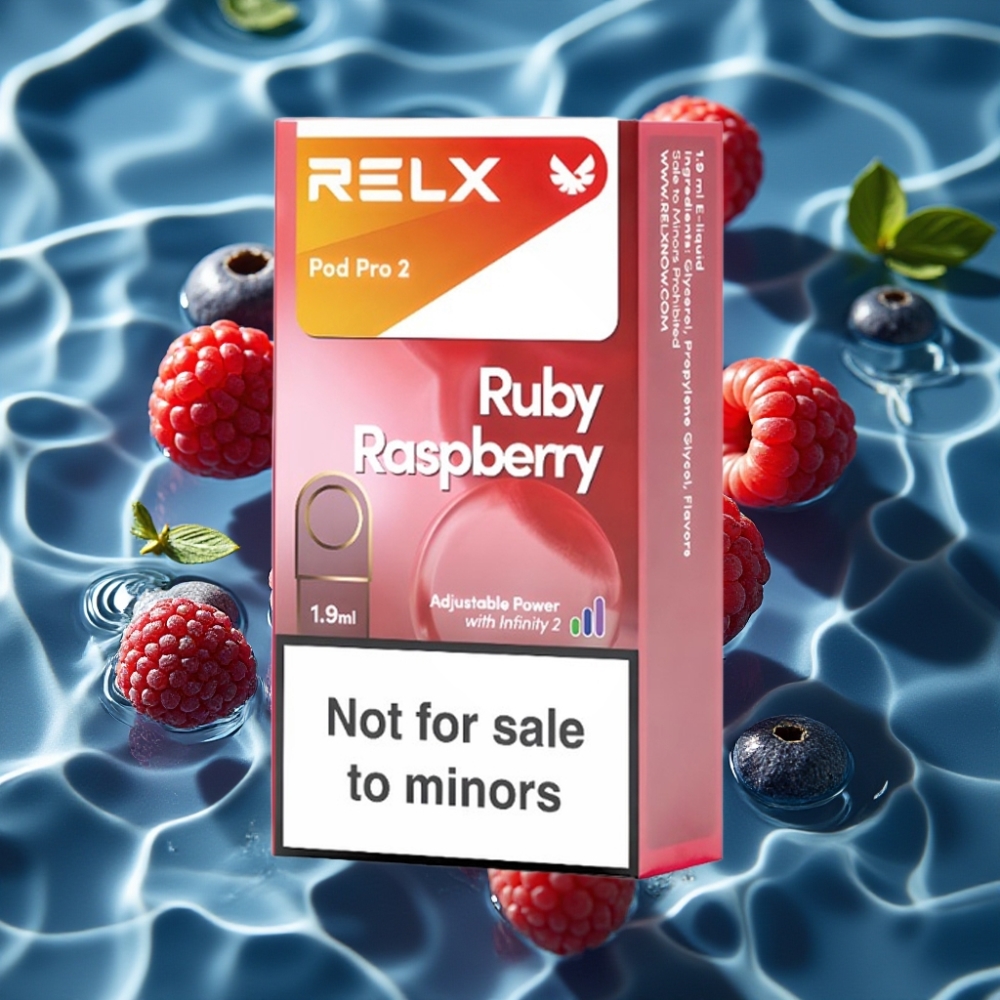 RELX Pod Pro 2 0% Nicotine Blue Raspberry Vape Device - 600 Puffs, 1.9ml, 3 Modes