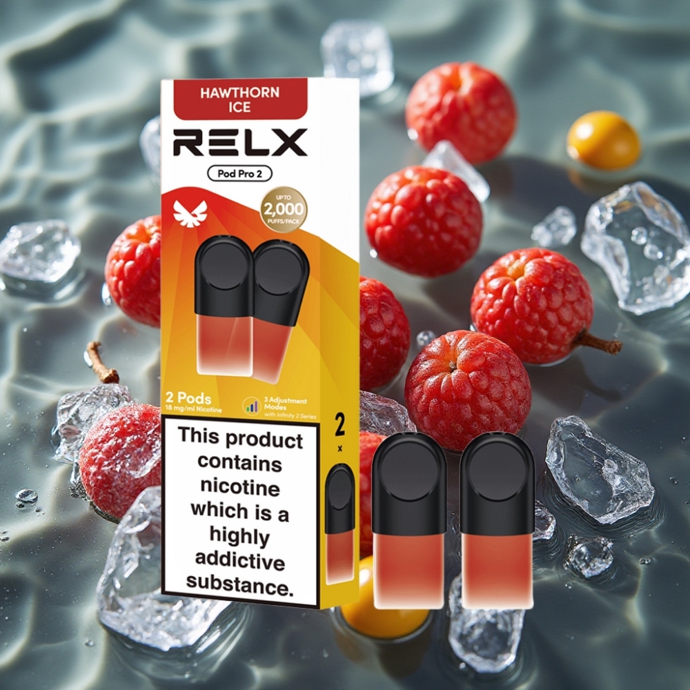 RELX Pod Pro 2 1.8% Nicotine 600 Puffs 1.9ml Hawthorn Ice Vape Pods 3 Voltage Modes
