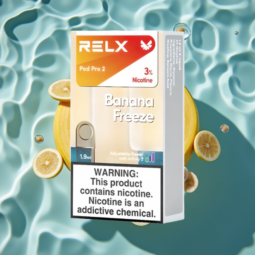 RELX Pod Pro 2 Banana Freeze 3% Nicotine 600 Puffs 1.9ml Vape with 3 Voltage Modes