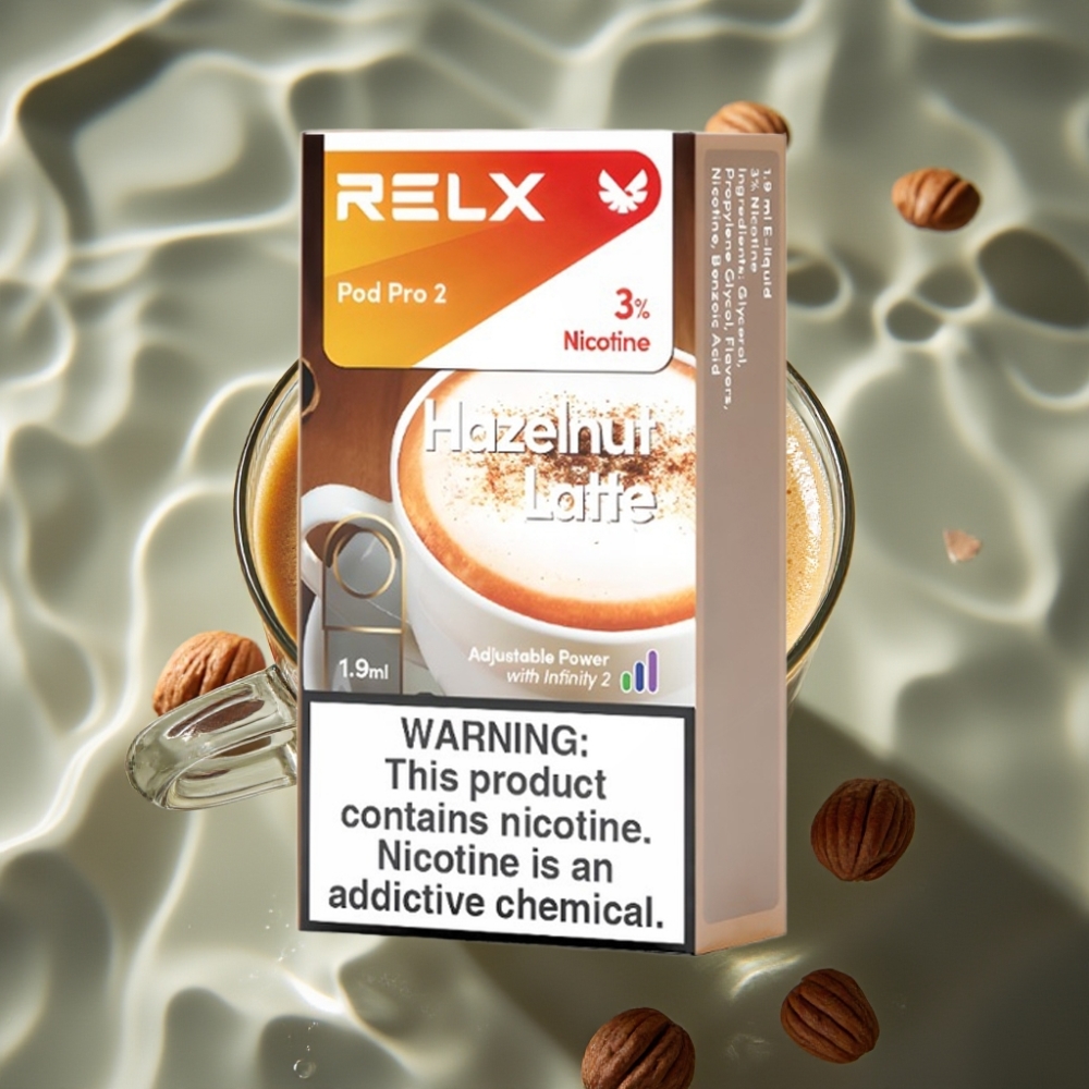 RELX Pod Pro 2 Hazelnut Latte 3% Nicotine 600 Puffs 1.9ml Pod Vape with 3 Voltage Modes