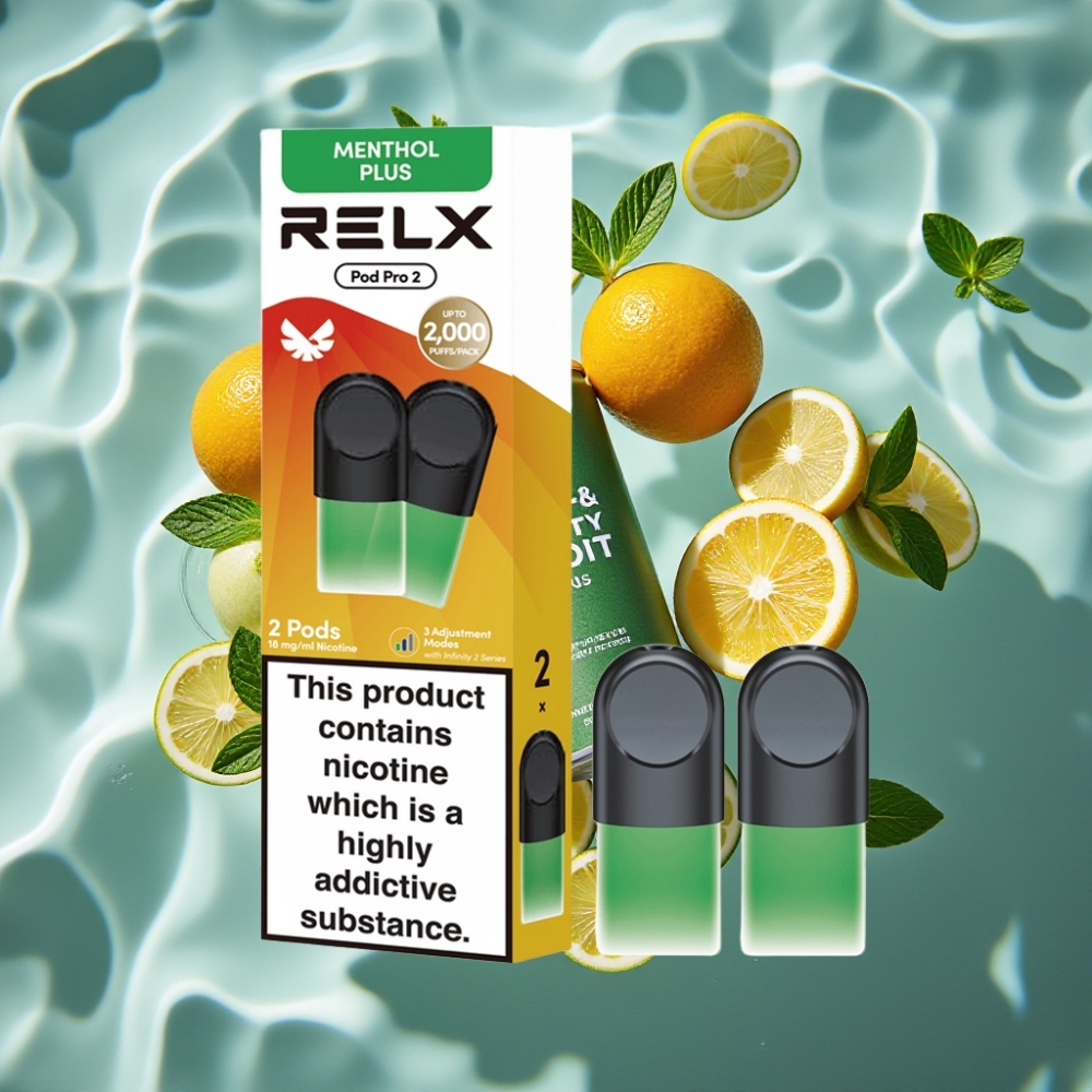 RELX Pod Pro 2 Mint-Menthol Plus 1.8% Nicotine 600 Puffs 1.9ml Vape Pod 3 Voltage Modes