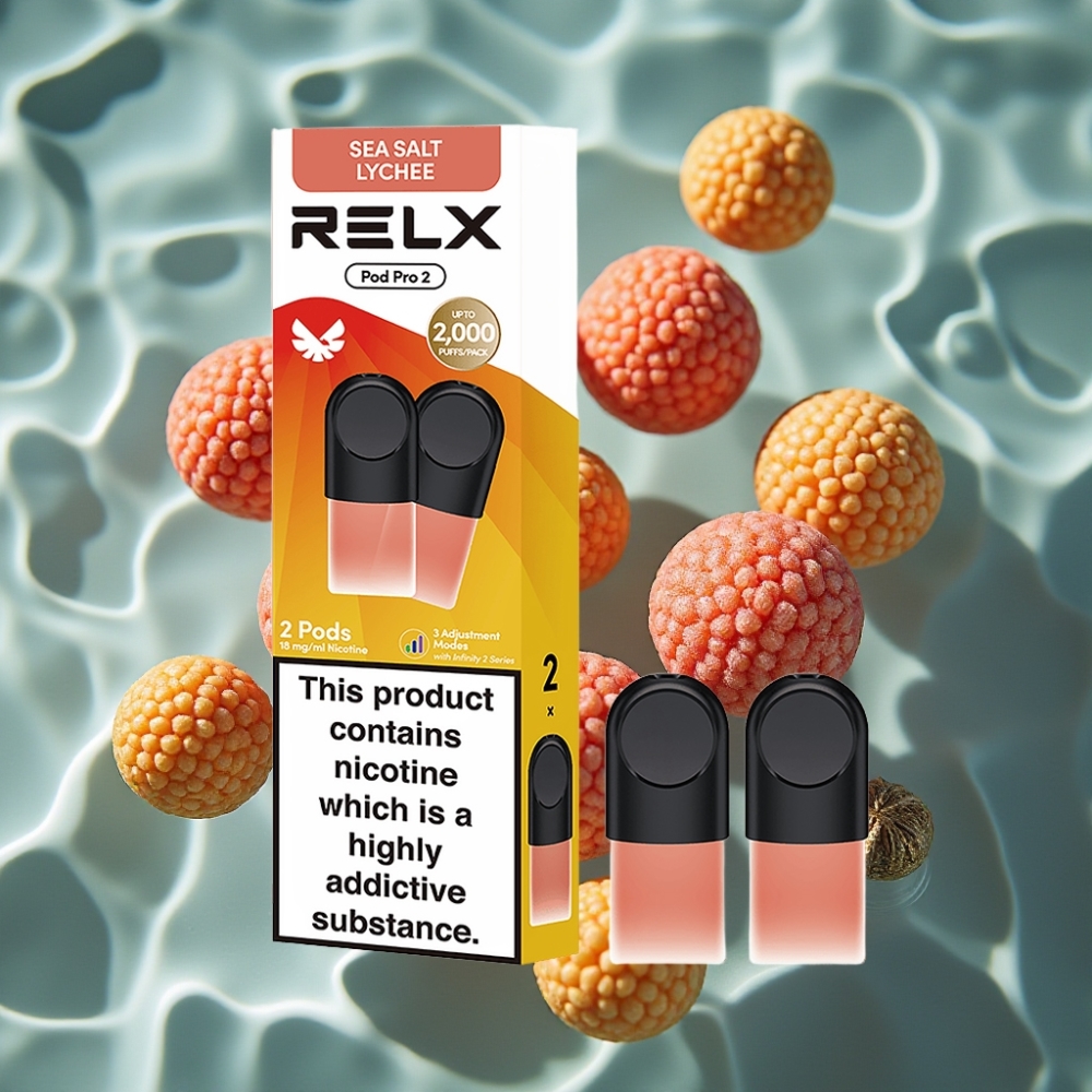 RELX Pod Pro 2 Sea Salt Lychee 1.8% Nicotine 600 Puffs 1.9ml Pod 3 Voltage Modes