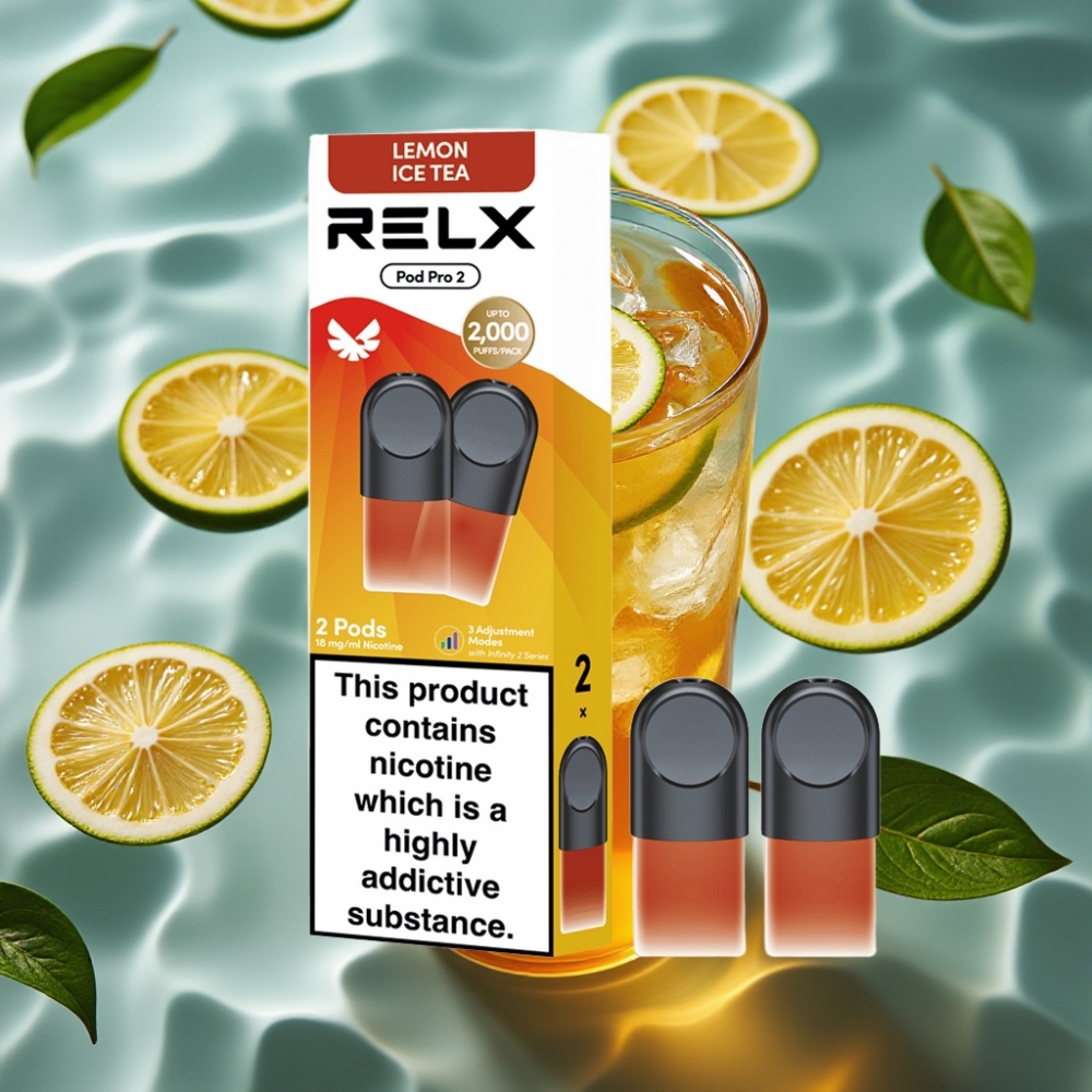 RELX Pod Pro 2 Tea-Lemon Ice Tea Vape 1.8% Nicotine 600 Puffs 1.9ml 3 Voltage Modes