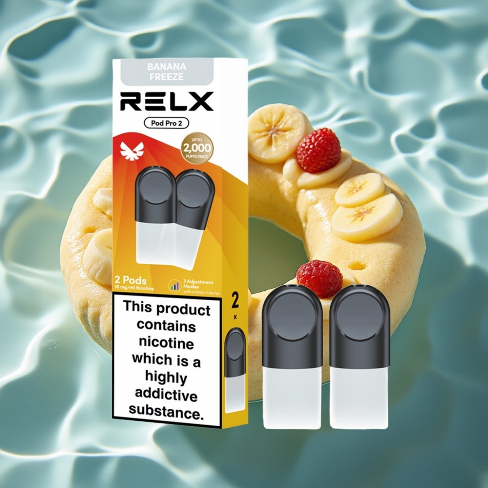 RELX Pod Pro 2 Vape Device 1.8% Nicotine 600 Puffs 1.9ml Dessert-Banana Freeze